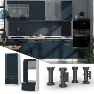 Vicco Set mobili bagno Blu scuro lucido 60 cm