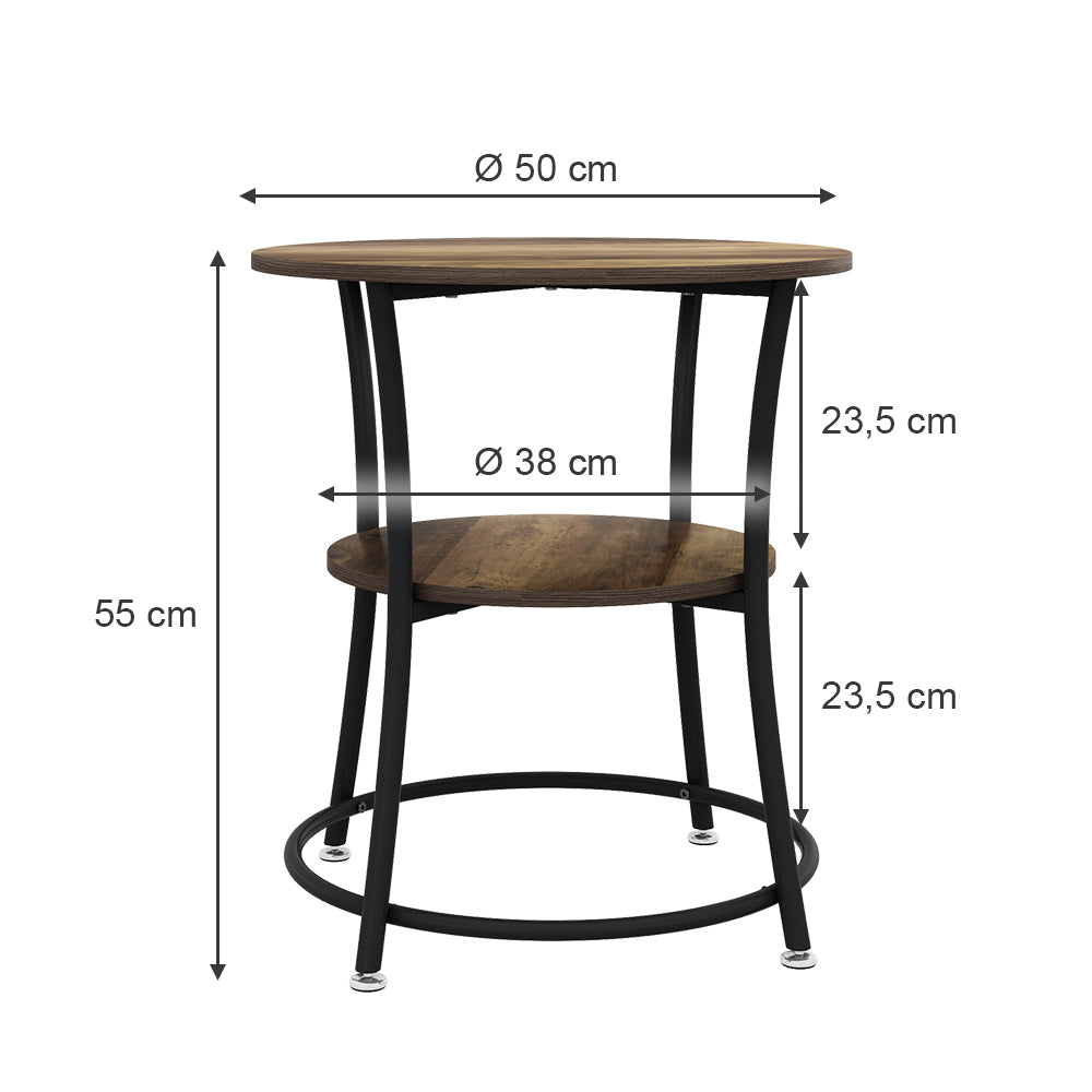 Vicco Tavolino da salotto Legno antico 50 x 50 cm con ripiano