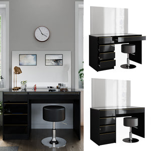 Vicco Tavolo da toeletta Nero/oro 55 cm con sgabello