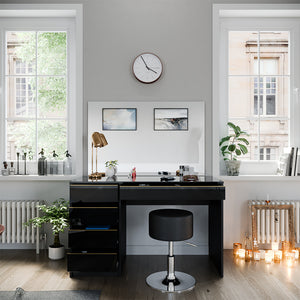 Vicco Tavolo da toeletta Nero/oro 55 cm con sgabello