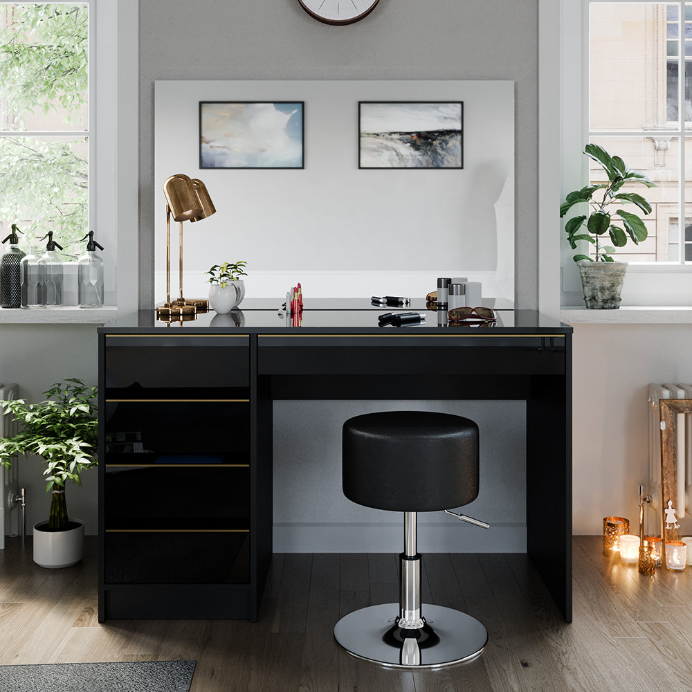 Vicco Tavolo da toeletta Nero/oro 55 cm con sgabello