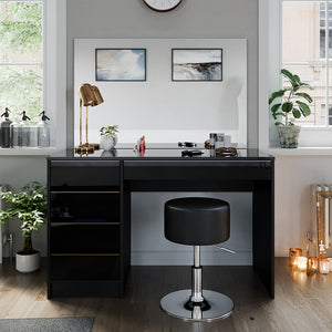 Vicco Tavolo da toeletta Nero/oro 55 cm con sgabello