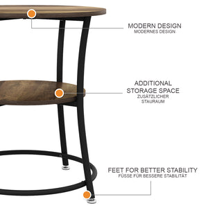 Vicco Tavolino da salotto Legno antico 50 x 50 cm con ripiano