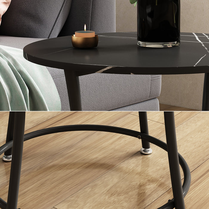 Vicco Tavolino da salotto Marmo 50 x 50 cm con ripiano