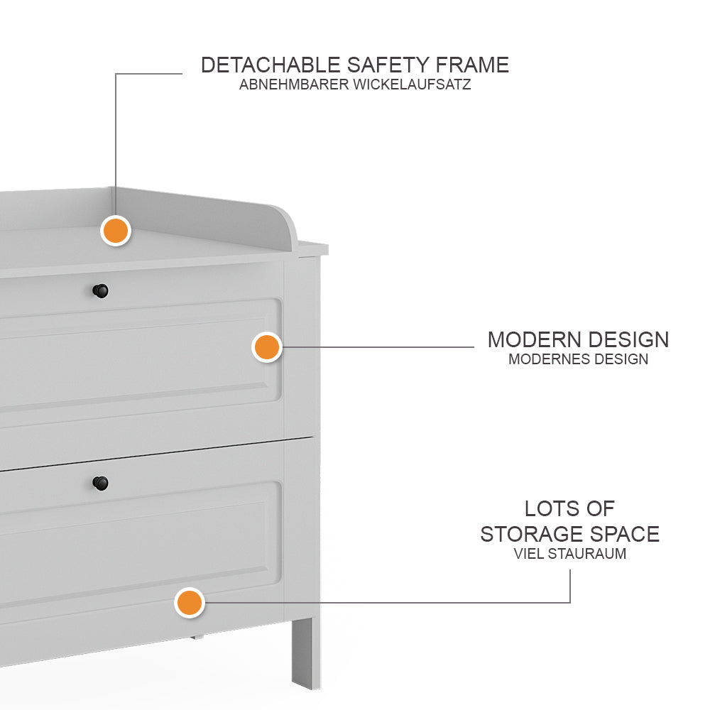 Vitalispa Fasciatoio Bianco 108 x 98 cm con 2 cassetti