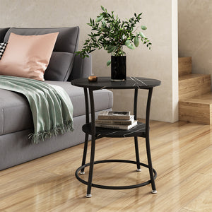 Vicco Tavolino da salotto Marmo 50 x 50 cm con ripiano