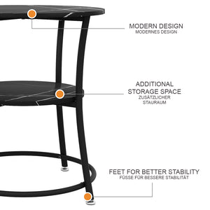 Vicco Tavolino da salotto Marmo 50 x 50 cm con ripiano