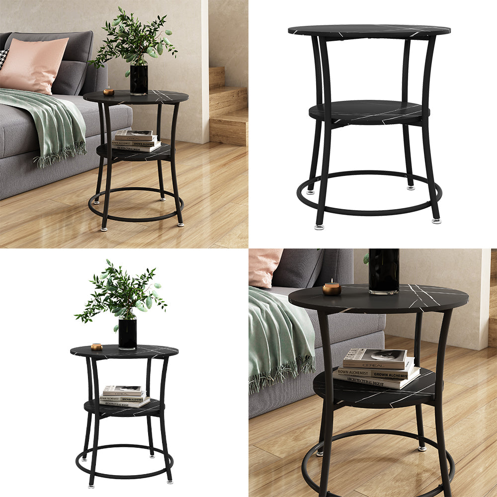 Vicco Tavolino da salotto Marmo 50 x 50 cm con ripiano