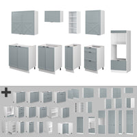 Vicco Cucina componibile Blu-grigio chiaro/bianco 280 cm , PL Marmo