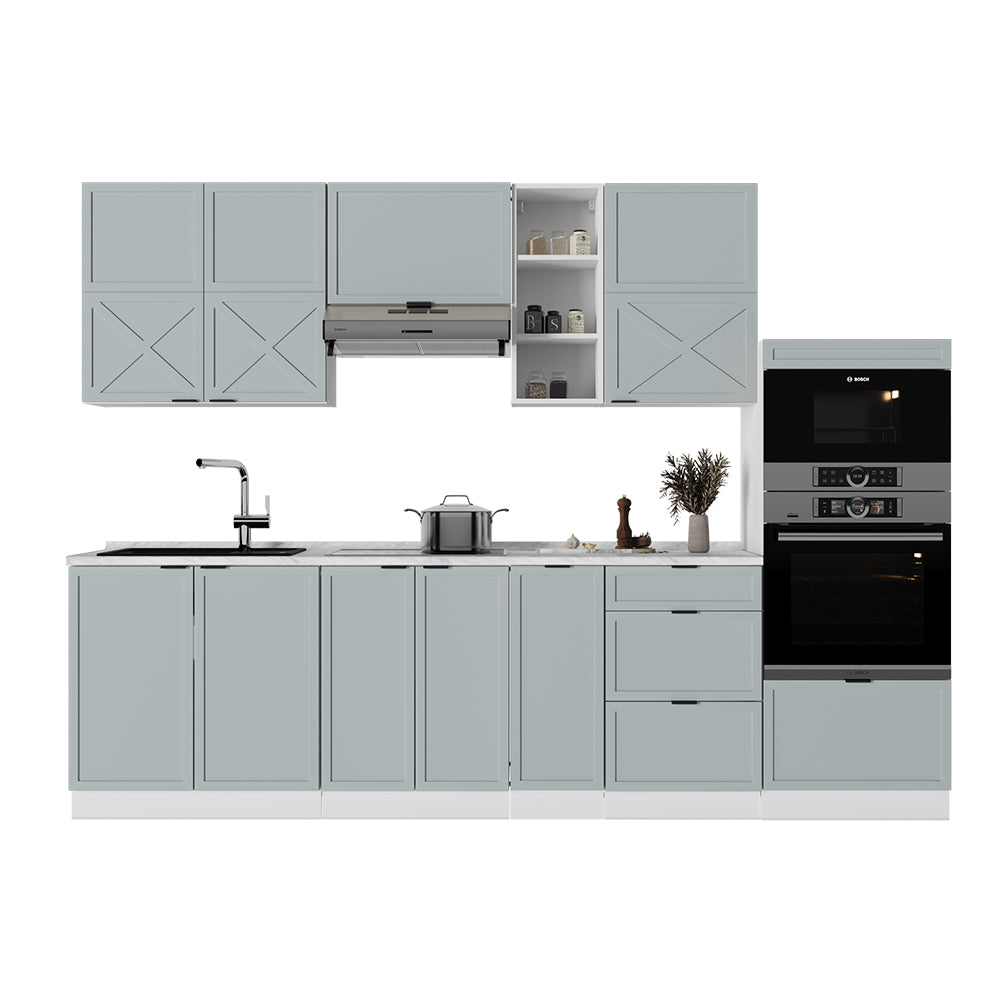 Vicco Cucina componibile Blu-grigio chiaro/bianco 280 cm , PL Marmo
