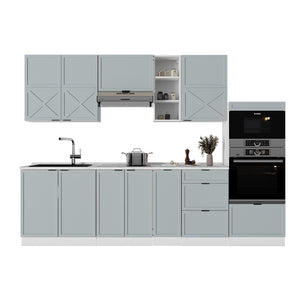 Vicco Cucina componibile Blu-grigio chiaro/bianco 280 cm , PL Marmo