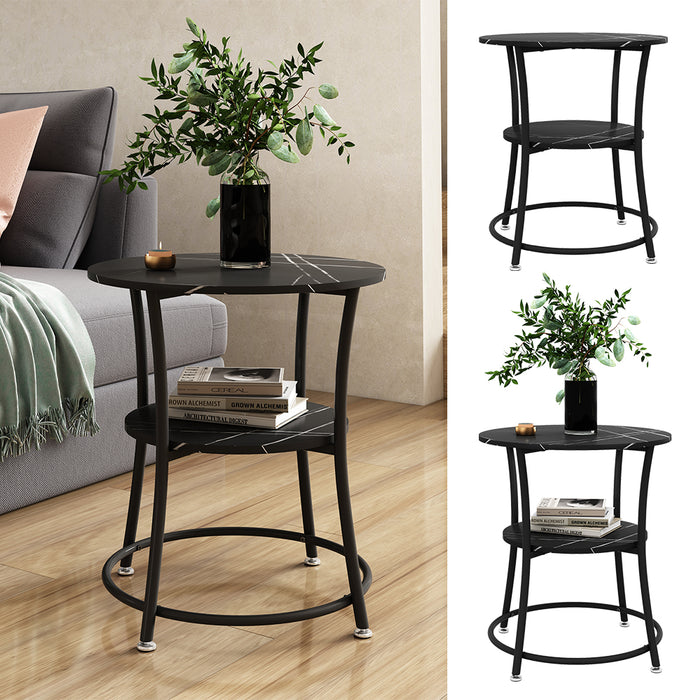 Vicco Tavolino da salotto Marmo 50 x 50 cm con ripiano