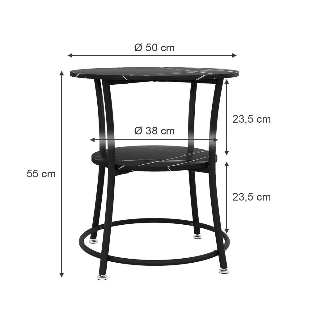 Vicco Tavolino da salotto Marmo 50 x 50 cm con ripiano