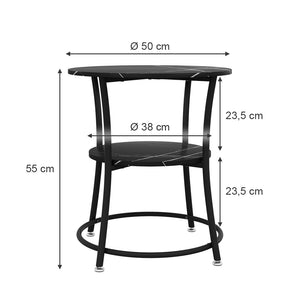 Vicco Tavolino da salotto Marmo 50 x 50 cm con ripiano