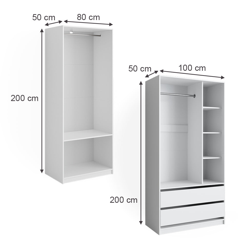 Vicco Armadio Bianco 100 x 200 cm Set di 2