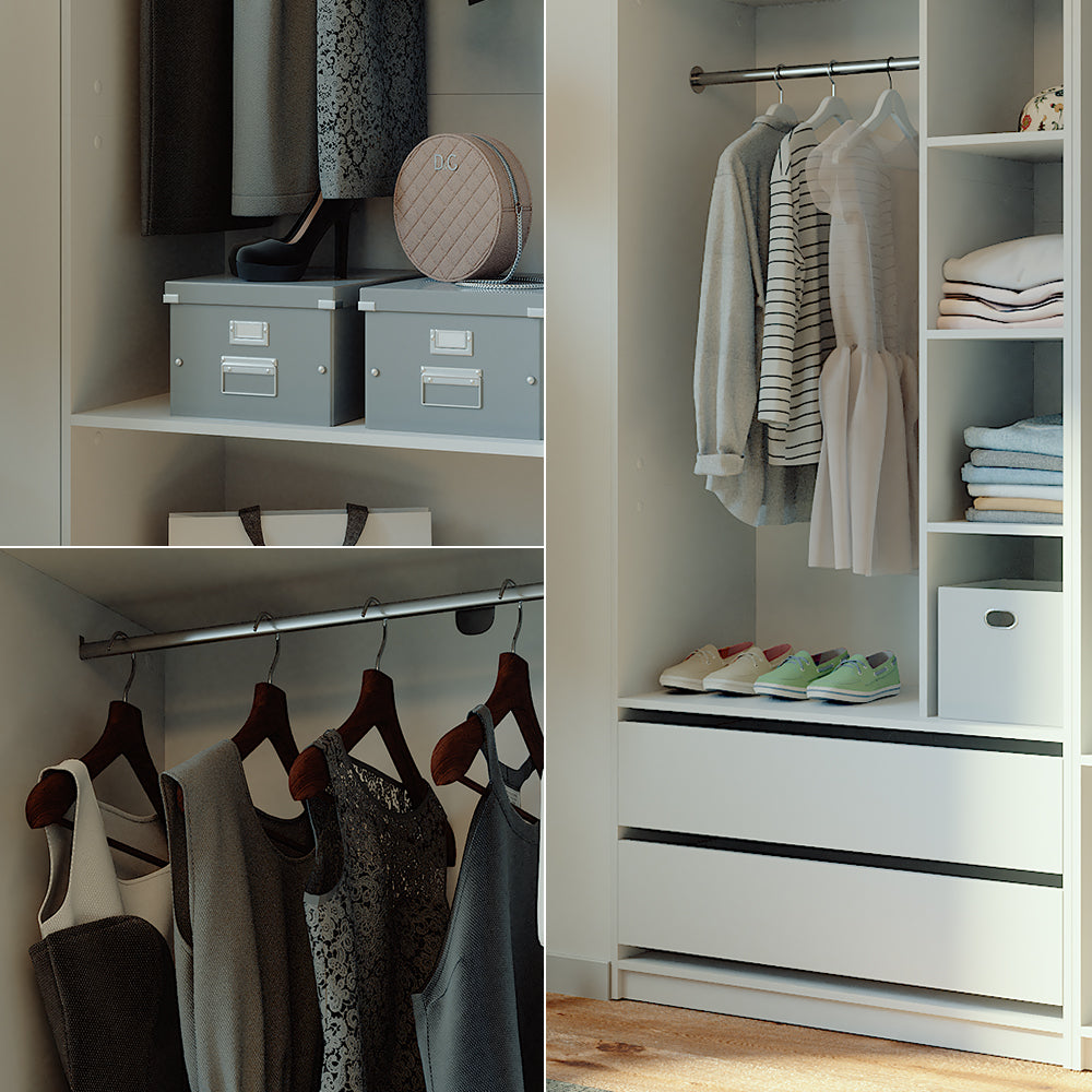 Vicco Armadio Bianco 100 x 200 cm Set di 2