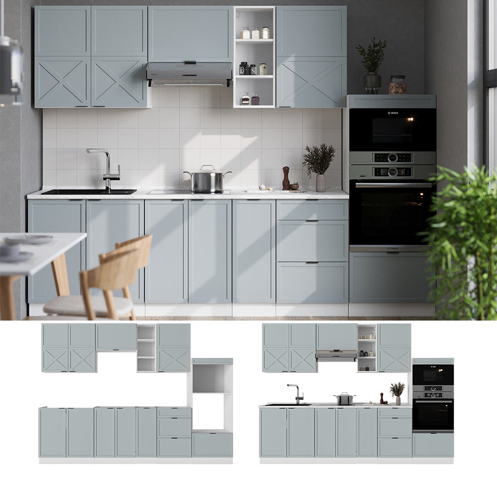 Vicco Cucina componibile Blu-grigio chiaro/bianco 280 cm , PL Antracite