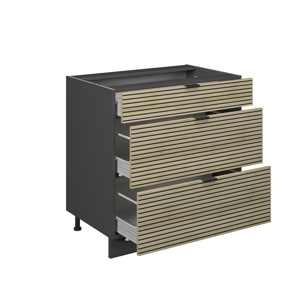 Vicco Mobiletto base per cucina Pannello in quercia 80 cm con 3 cassetti, PL Antracite