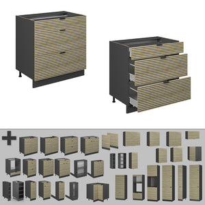 Vicco Mobiletto base per cucina Pannello in quercia 80 cm con 3 cassetti, PL Antracite