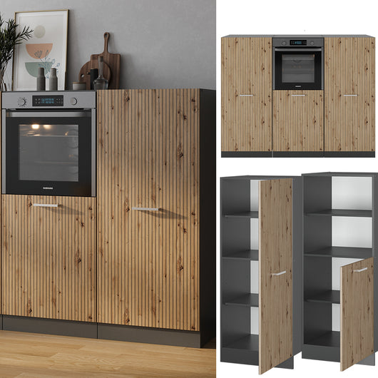 Vicco Cucine componibili piccole Rovere artigianale/antracite 180 cm senza piano di lavoro