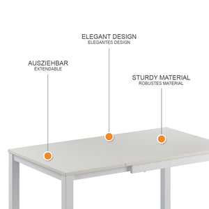 Vicco Tavolo da pranzo Bianco 120 x 70 cm Estensibile