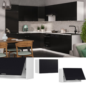 Vicco Pensile da cucina Nero a righe 60 cm Piatto