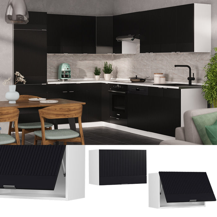 Vicco Pensile da cucina Nero a righe 60 cm Piatto