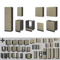 Vicco Cucina componibile Pannello in rovere/antracite 300 cm , PL Antracite