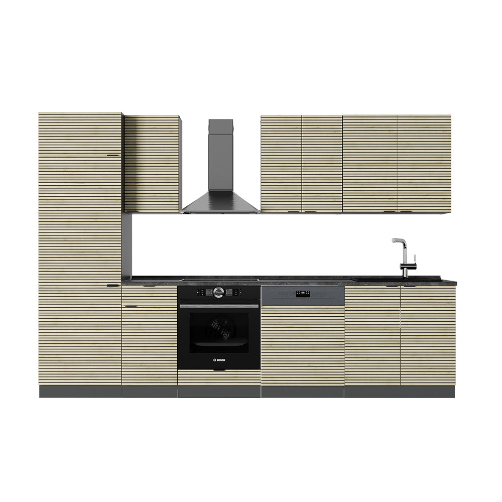 Vicco Cucina componibile Pannello in rovere/antracite 300 cm , PL Antracite