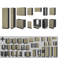 Vicco Cucina componibile Pannello in rovere/antracite 355 cm , PL Rovere