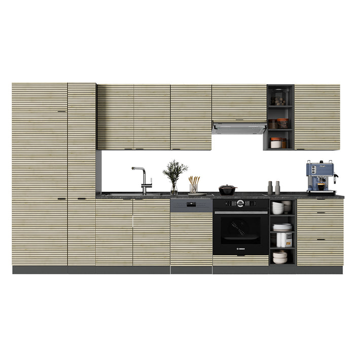 Vicco Cucina componibile Pannello in rovere/antracite 355 cm , PL Rovere