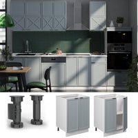 Vicco Mobiletto base cucina Blu-grigio chiaro 60 cm , PL Rovere
