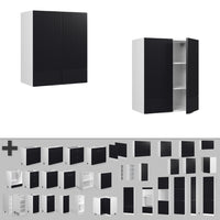 Vicco Pensile da cucina Nero a righe 60 cm