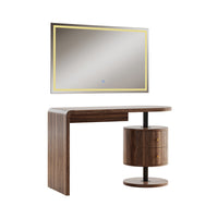 Vicco Tavolo da toilette Rovere rustico 120 cm con specchio a LED