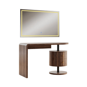 Vicco Tavolo da toilette Rovere rustico 120 cm con specchio a LED