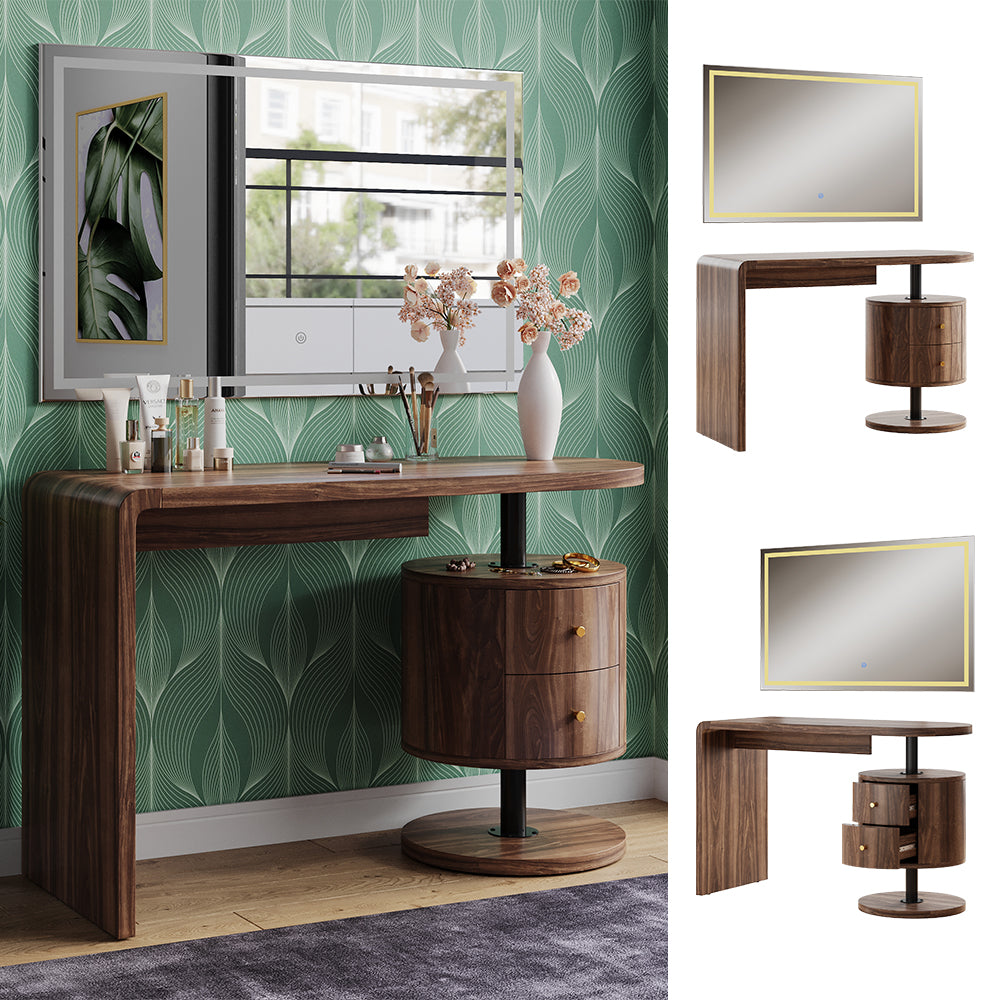 Vicco Tavolo da toilette Rovere rustico 120 cm con specchio a LED