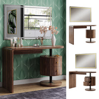 Vicco Tavolo da toilette Rovere rustico 120 cm con specchio a LED