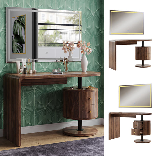 Vicco Tavolo da toilette Rovere rustico 120 cm con specchio a LED