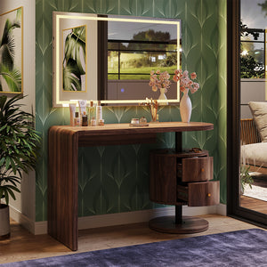 Vicco Tavolo da toilette Rovere rustico 120 cm con specchio a LED