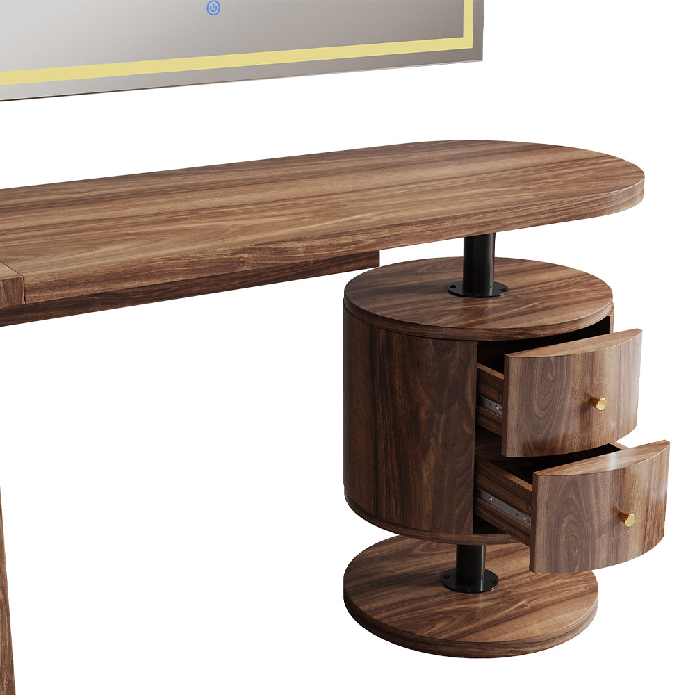 Vicco Tavolo da toilette Rovere rustico 120 cm con specchio a LED