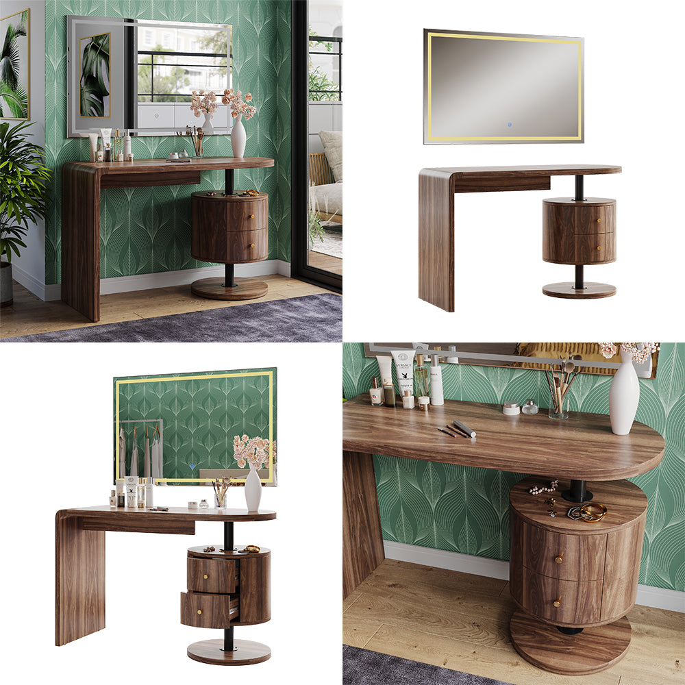 Vicco Tavolo da toilette Rovere rustico 120 cm con specchio a LED