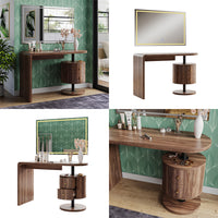 Vicco Tavolo da toilette Rovere rustico 120 cm con specchio a LED