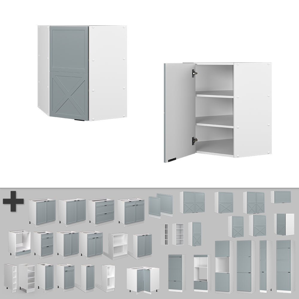 Vicco Mobile angolare da cucina Blu-grigio chiaro 57 cm