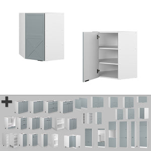 Vicco Mobile angolare da cucina Blu-grigio chiaro 57 cm