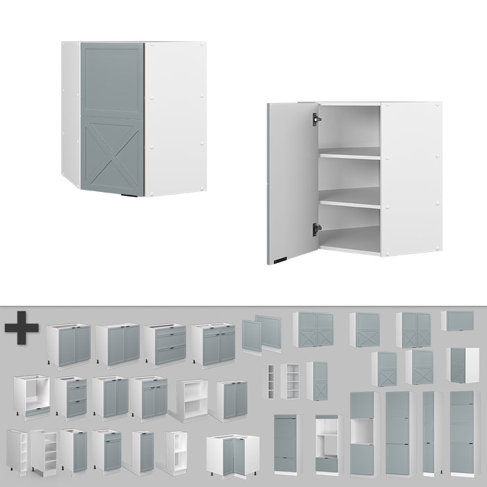 Vicco Mobile angolare da cucina Blu-grigio chiaro 57 cm