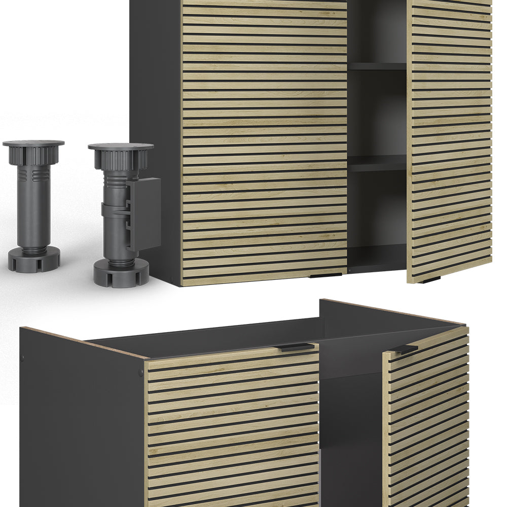 Vicco Cucina componibile Pannello in rovere/antracite 240 cm , PL Marmo