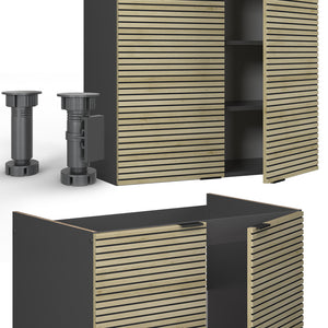 Vicco Cucina componibile Pannello in rovere/antracite 240 cm senza piano di lavoro