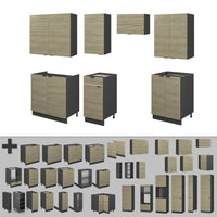 Vicco Cucina componibile Pannello in rovere/antracite 240 cm senza piano di lavoro