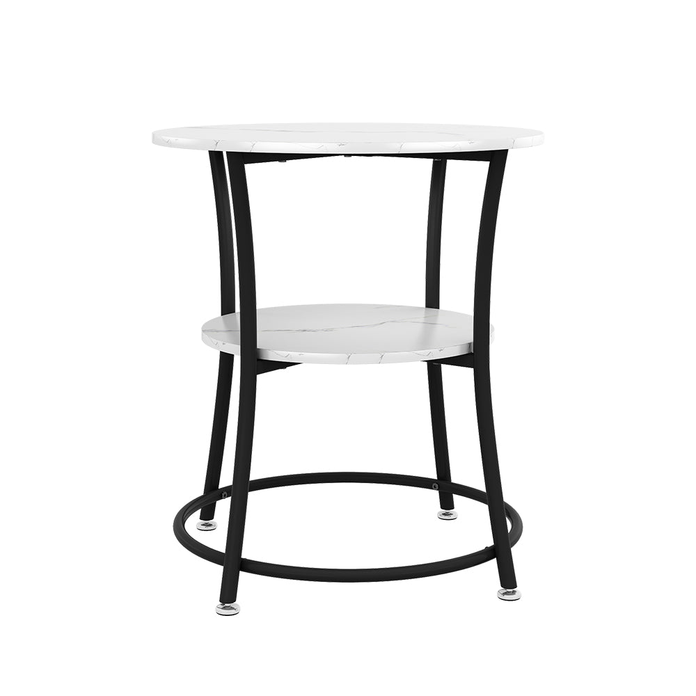 Vicco Tavolino da salotto Marmo bianco 50 x 50 cm con ripiano