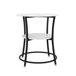 Vicco Tavolino da salotto Marmo bianco 50 x 50 cm con ripiano